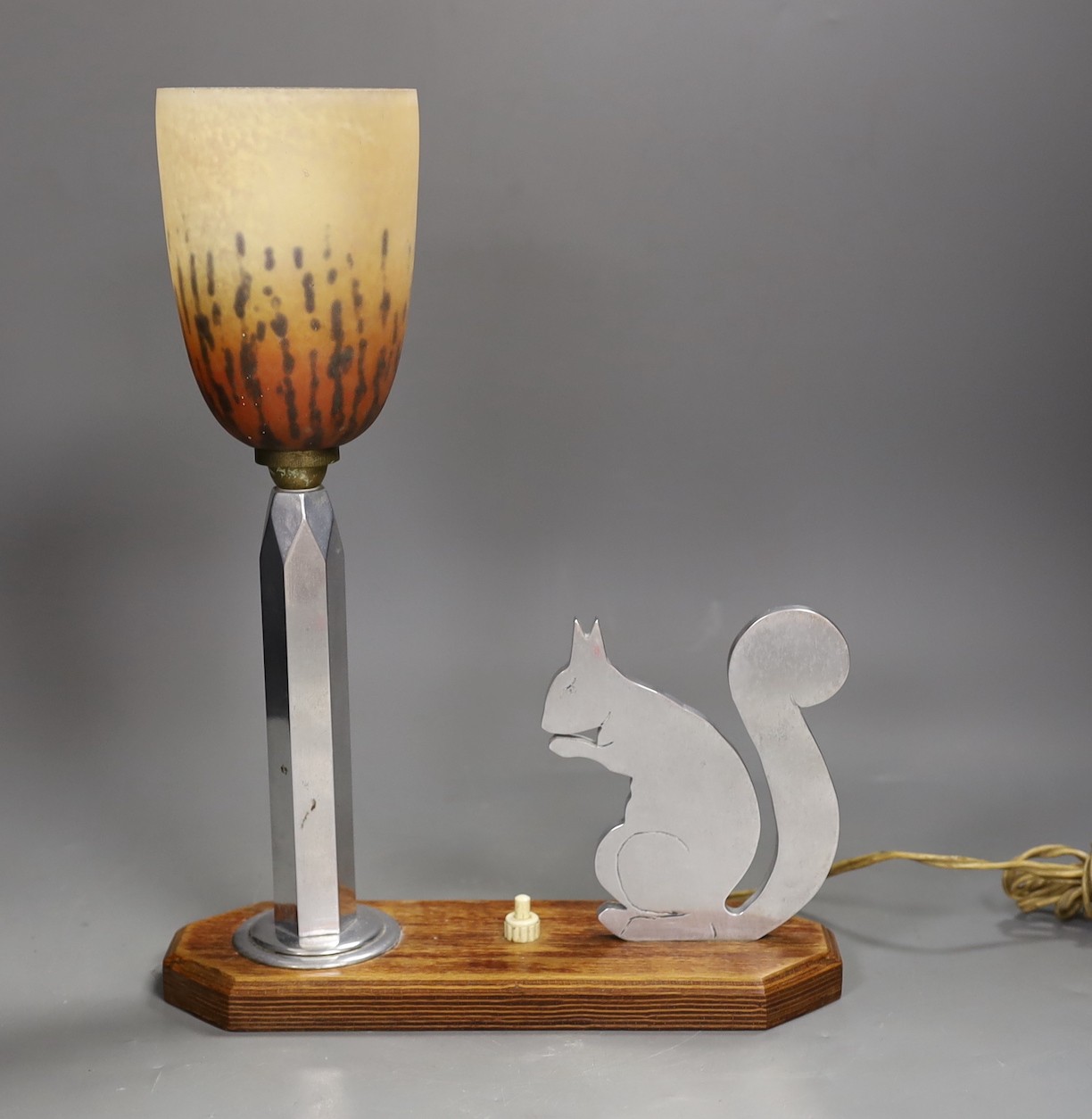 An Art Deco 'squirrel' lamp. 33cm high